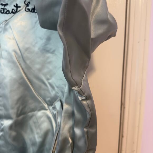 Vintage Aristo Jac by Hilton Satin Bomber Jacket 31 Model A Ford Silver Size XL - Picture 9 of 9